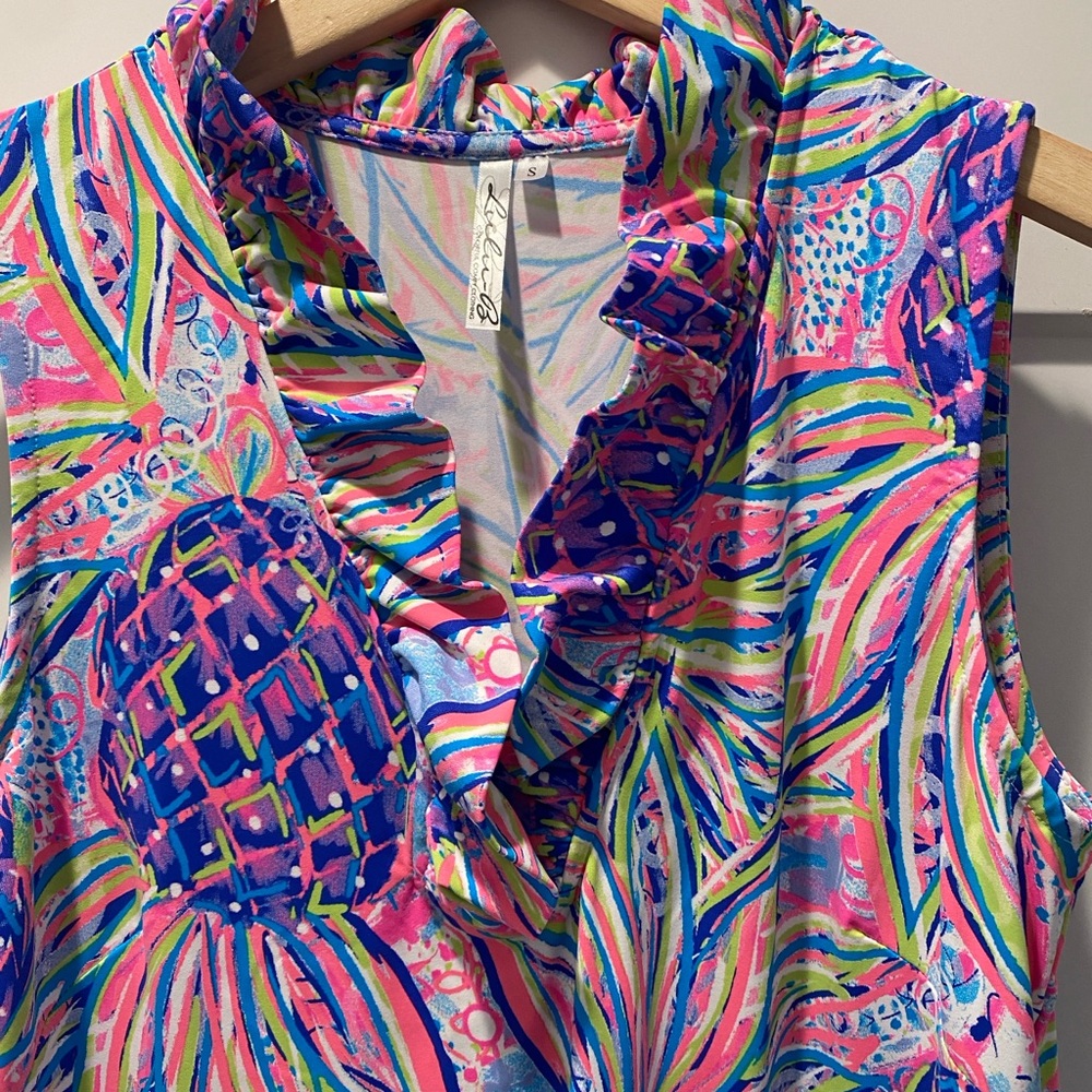 Ruffle Neck Maxi w/ UPF50 Multi Pineapple Sm